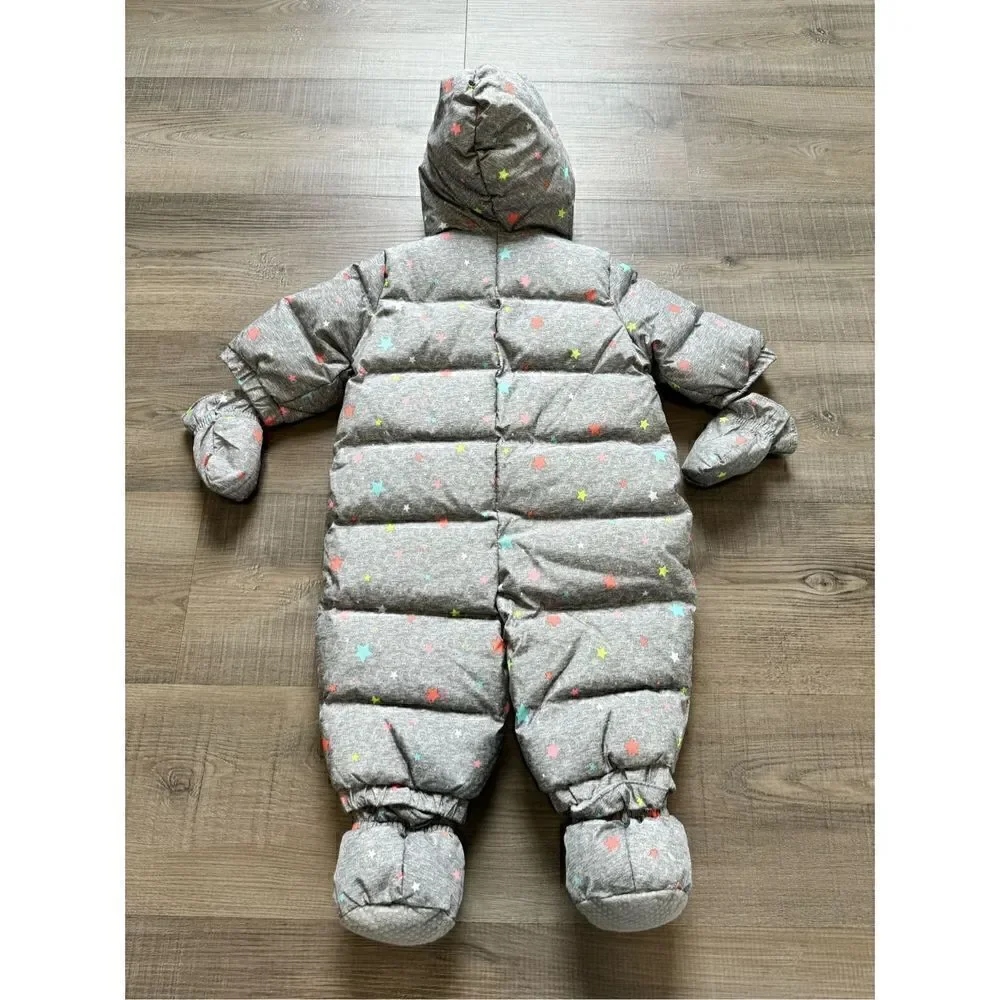 Baby Gap Unisex 0-6MO One Piece Footie Fleece Lined Grey Star Outfit